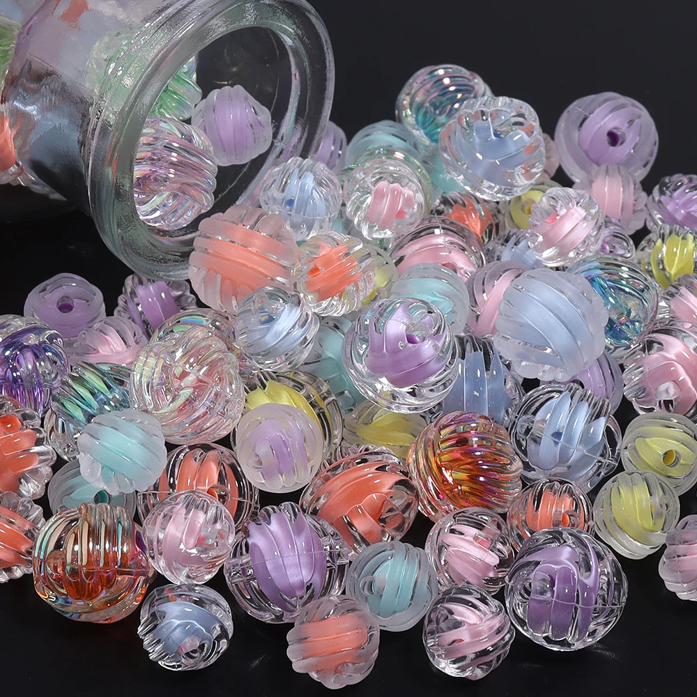 30Pcs 12/16mm Acrylic Beads Embroidered Balls Satin Fabric Rose Flowers For DIY Jewelry Making Necklace Bracelet Decoration Acce