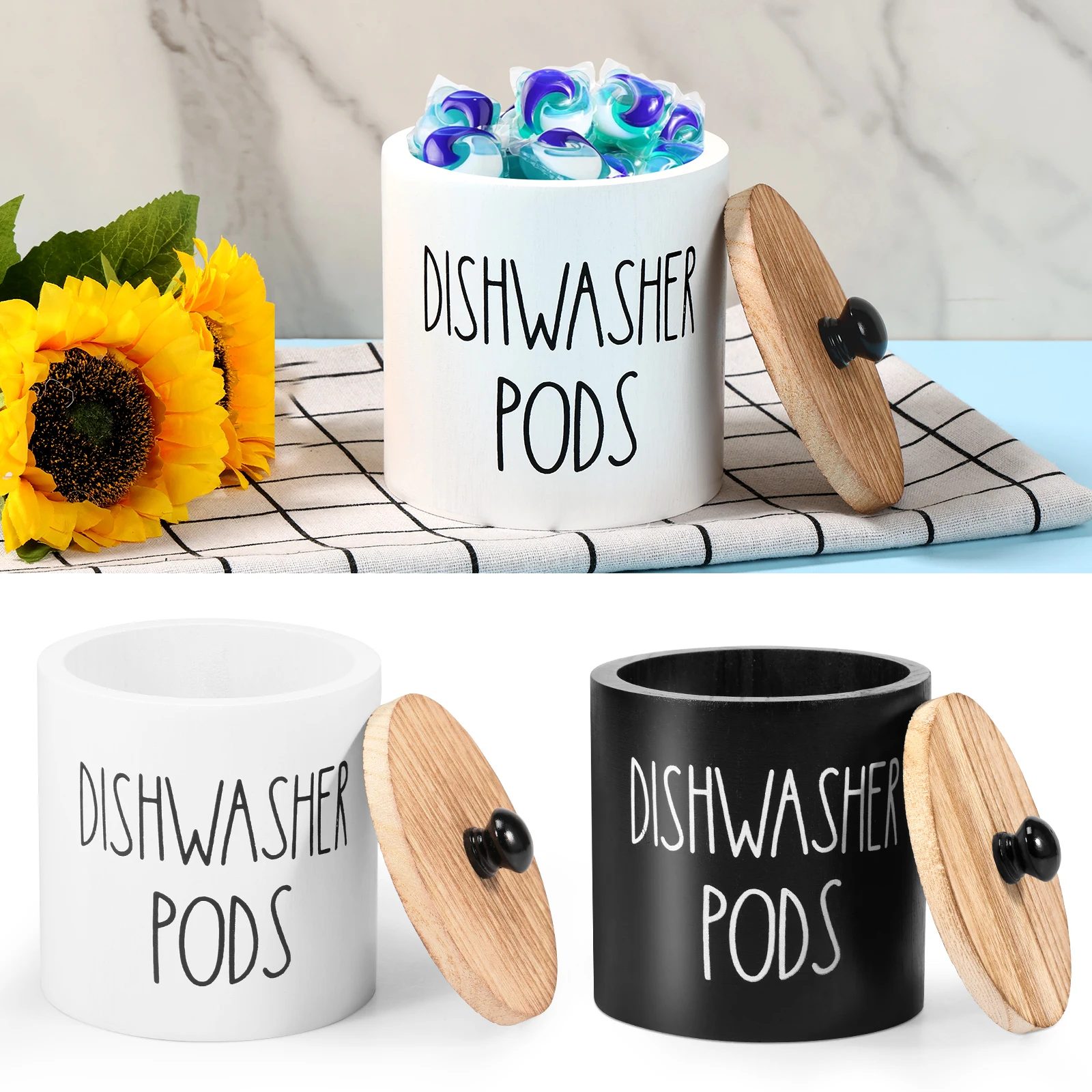 Laundry Pods Container with Lid Stylish Dishwasher Tablet Container Dishwasher Storage Box Holds Sealed Scent Beads Organizer