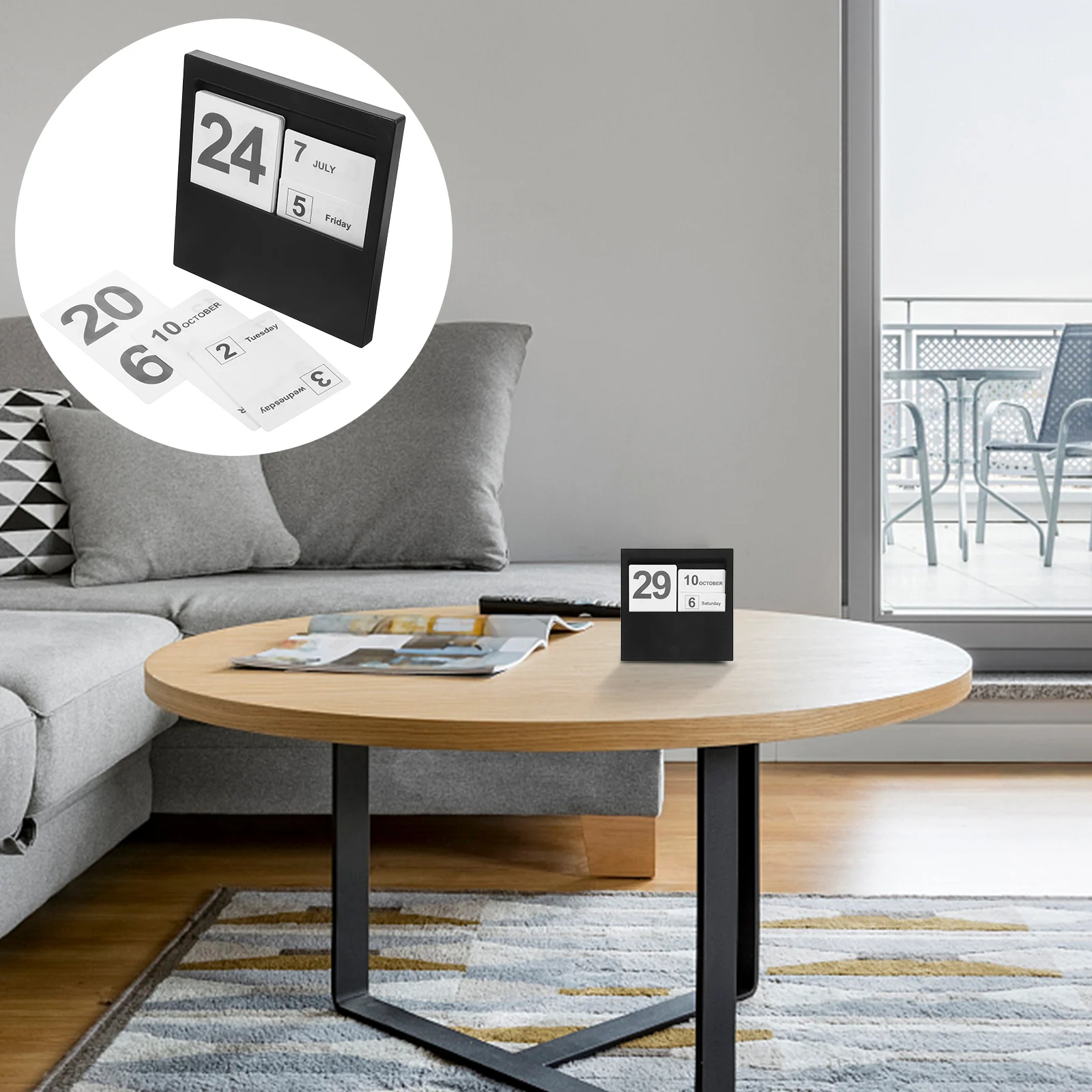 كتل تقويم خشبية أنيقة على سطح الطاولة تقويم قائم قابل لإعادة الاستخدام لديكور سطح المكتب للاستخدام اليومي للمكتب والمنزل #3