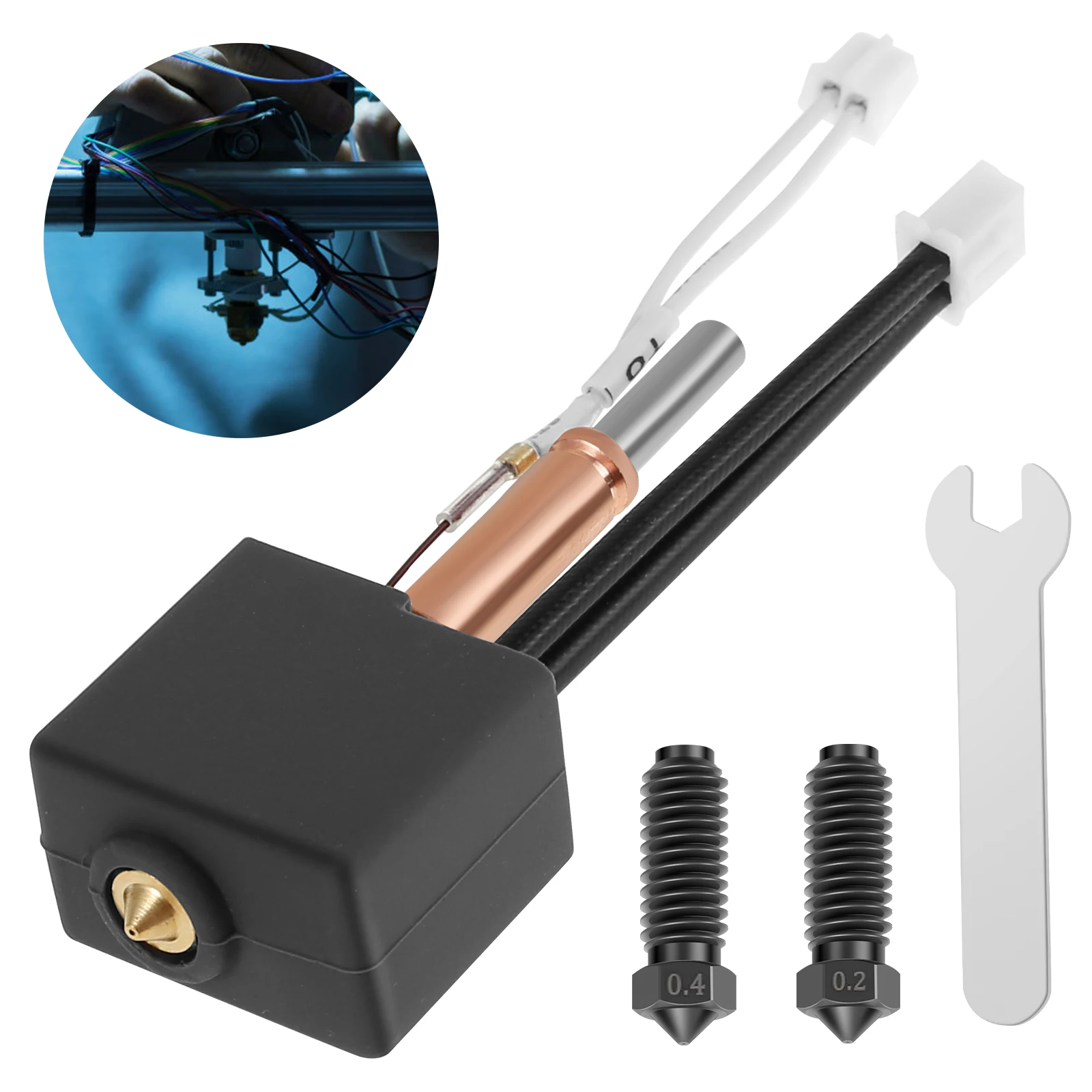 

3D Printing Extruder Hotend Kit Print Head Extruder Heating Block Hotend w/ 0.2mm 0.4mm Hotend Kit For Anycubic Kobra 2 Hot end