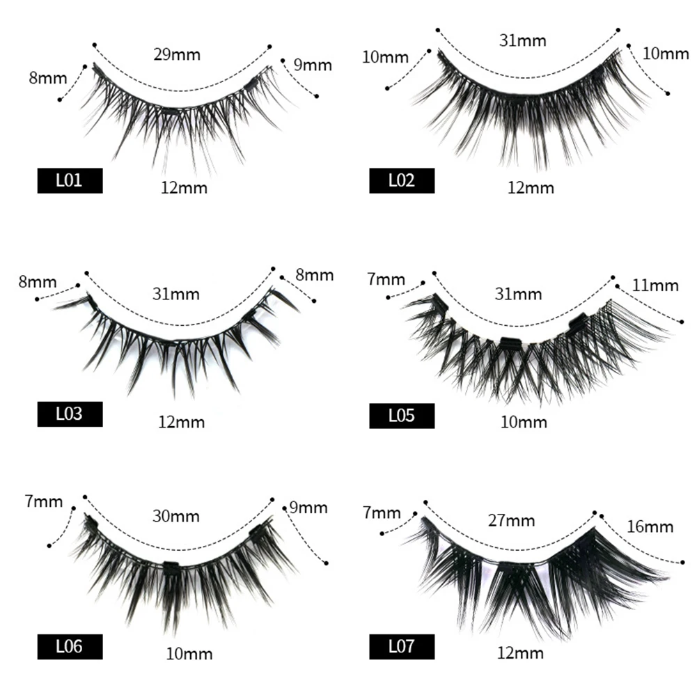 Kit de cílios magnéticos para mulheres com aplicador cílios postiços finos sem cola sem forro cílios magnéticos reutilizáveis à prova d'água