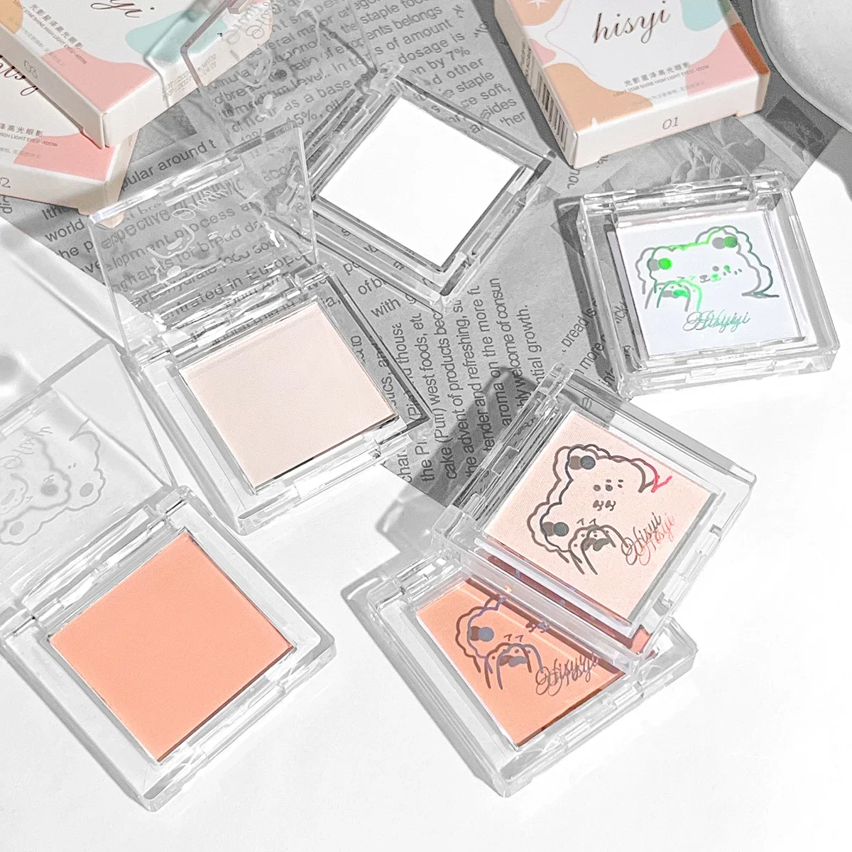 Hisyi Matte Monochrome Lidschatten-Palette, natürliches, leichtes Highlighter-Puder für zarte Augenkonturierung, hellt auf und verleiht Glanz – Detail 9