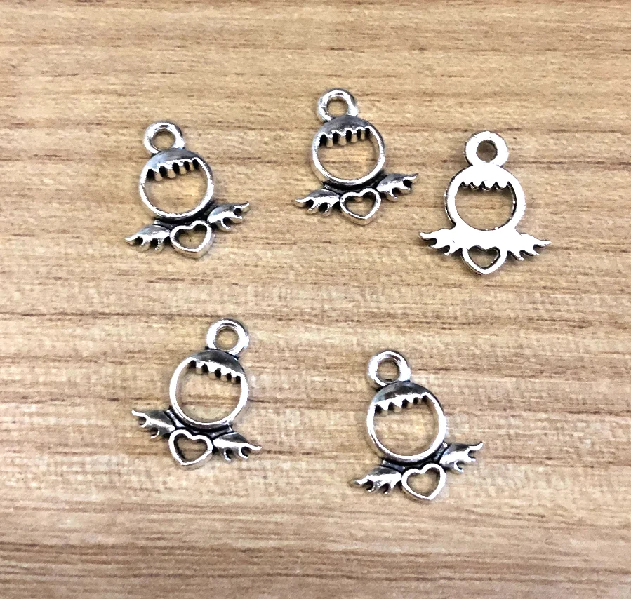 

40pcs 13*12mm Alloy metal DIY accessories tibetan silver lovely hollow pendants HW2565