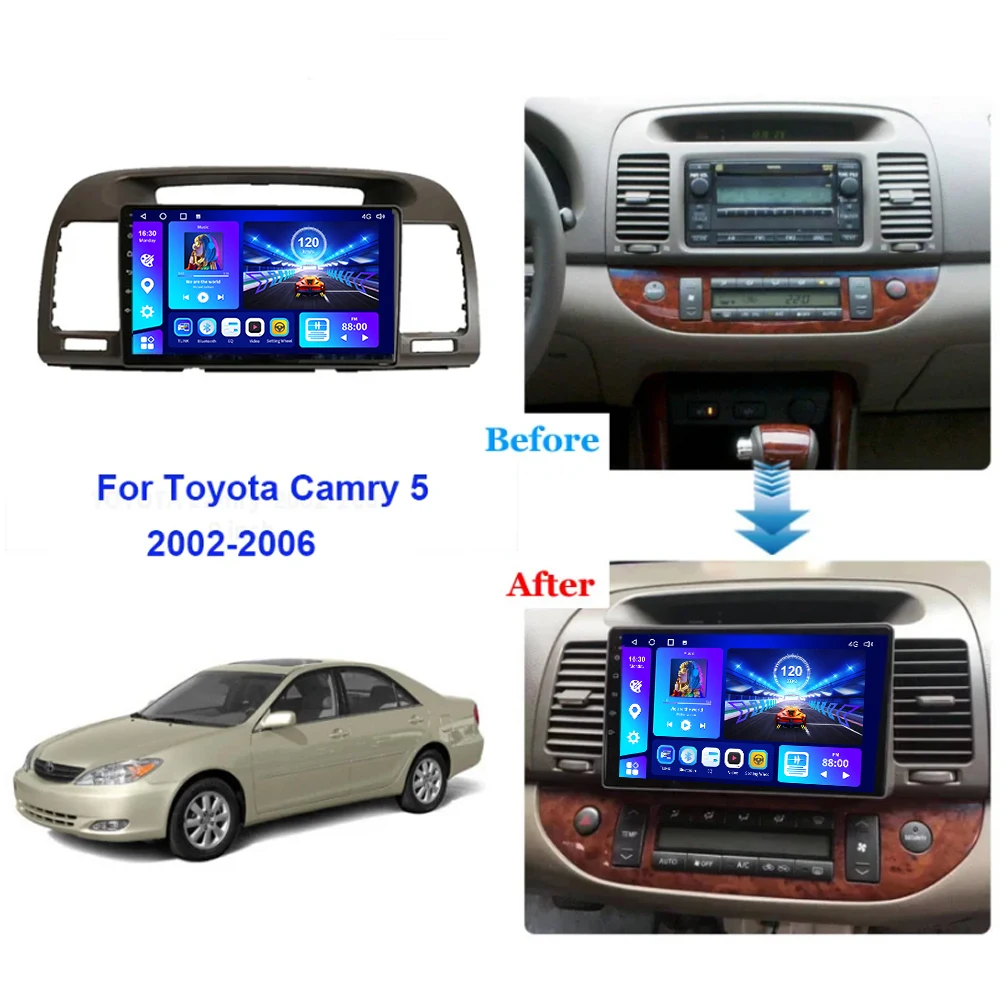 EKIY For Toyota Camry 5 2002-2006 Car Radio Automotive multimedia Multimedia Video Navigation GPS Android 2din DVD Player