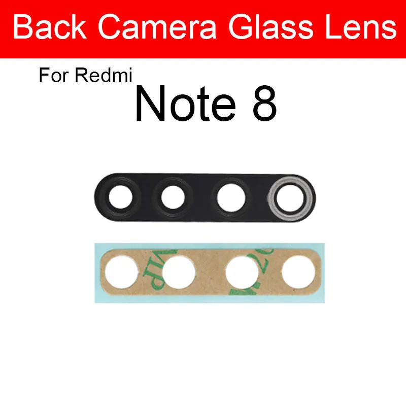 Back Rear Camera Lens For Xiaomi Redmi Note 7 8 Pro Note 8T Camera Lens Glass Cover Frame + Sticker Protection Replacement Parts