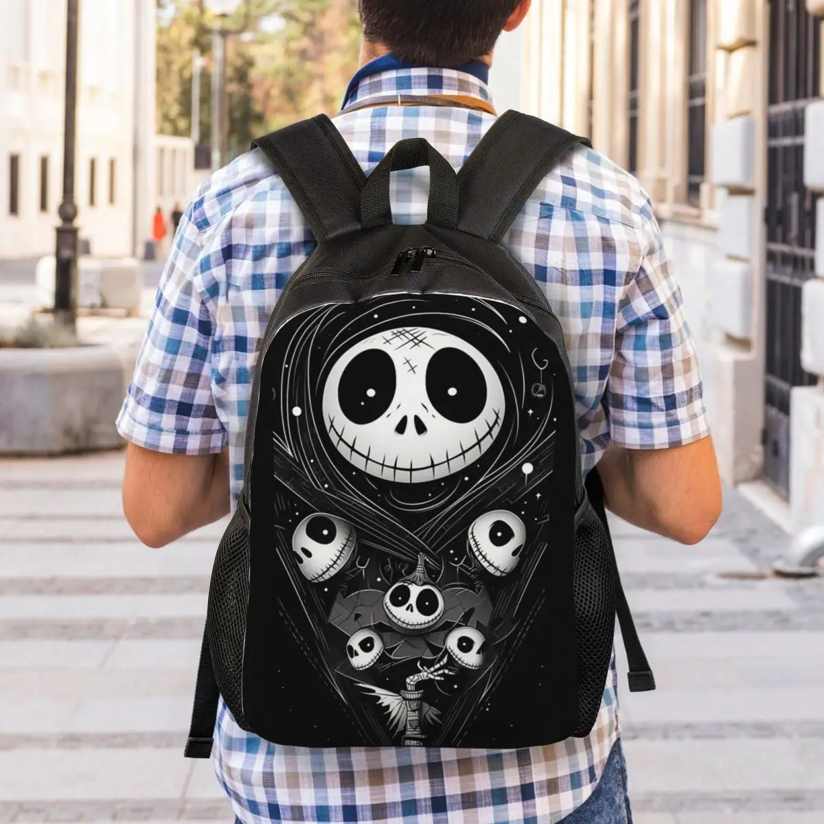 Niestandardowy plecak Halloween Koszmar przed świętami Bożego Narodzenia Uczniowie szkół uniwersalnych Bookbag 15-calowy laptop Jack Skellington