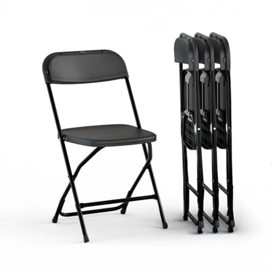 

4 PACK White Foldable Plastic Chair with Steel Frame 350 lbs Ccity Folding Stackable for Indoor Outdoor Use Ideal for Events We