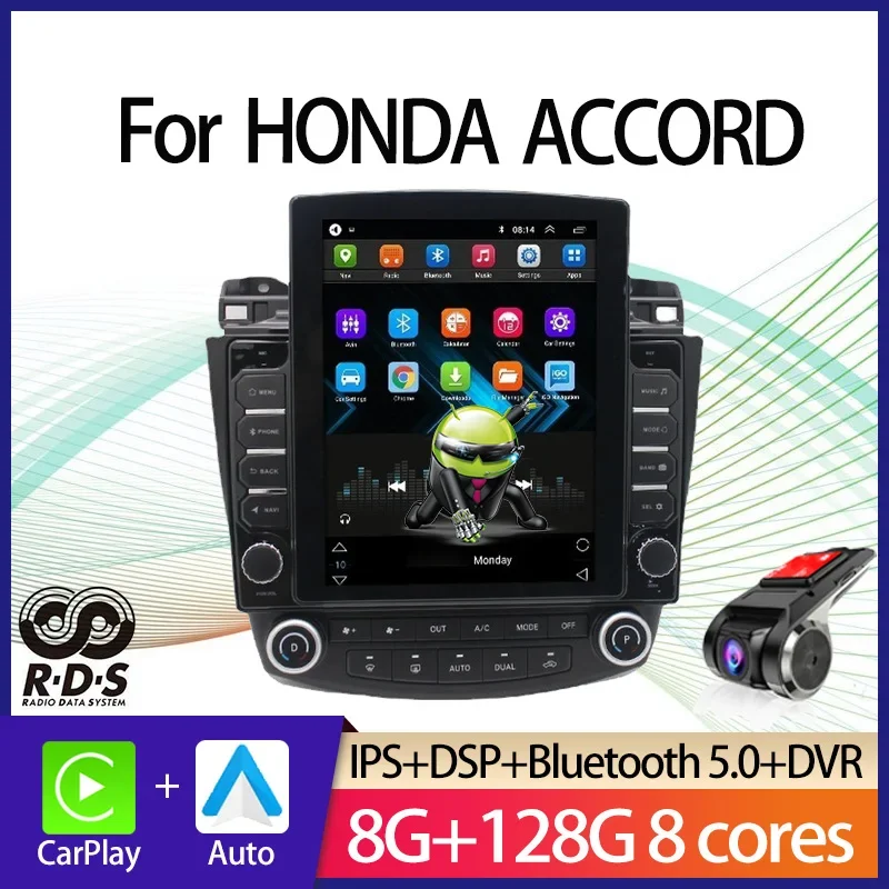 For HONDA ACCORD Android Tesla Style Car GPS Navigation Auto Radio Stereo Multimedia Player With BT WiFi Mirror Link