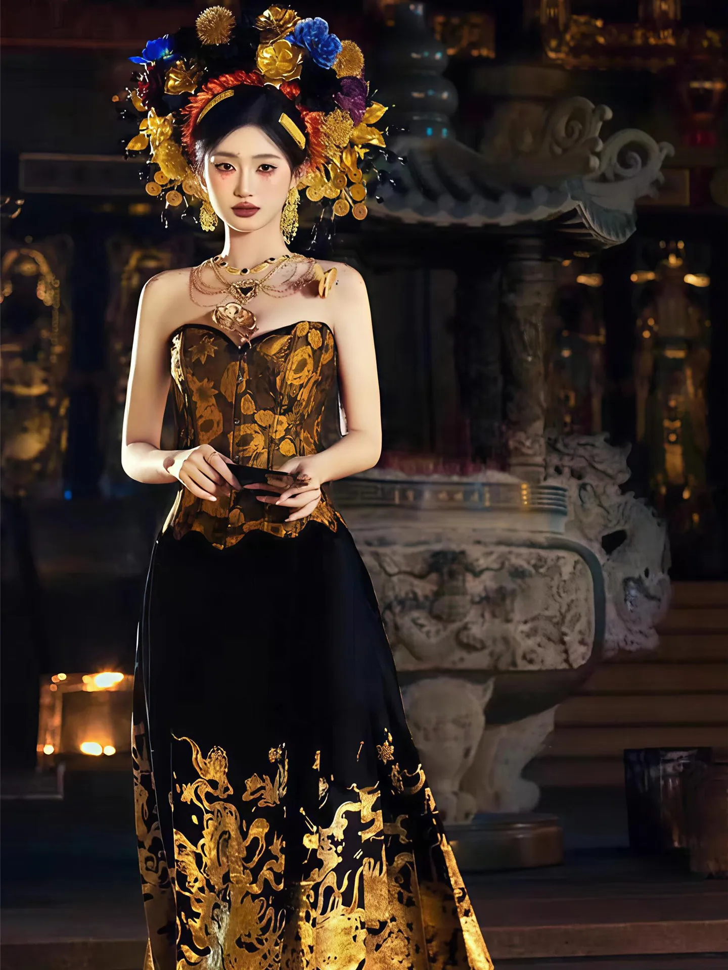 

Новая женская юбка Xunpu с цветочным узором и открытыми плечами для фотосессий и портретной съемки