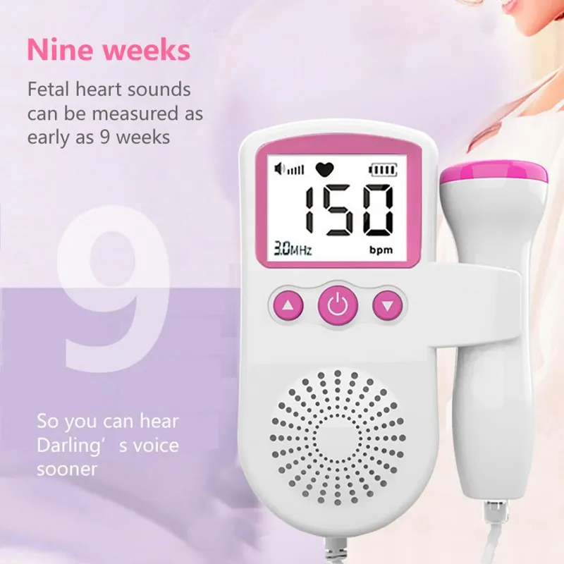 Ultrassom portátil doppler fetal, monitor eletrônico do bebê para mulheres grávidas, frete grátis