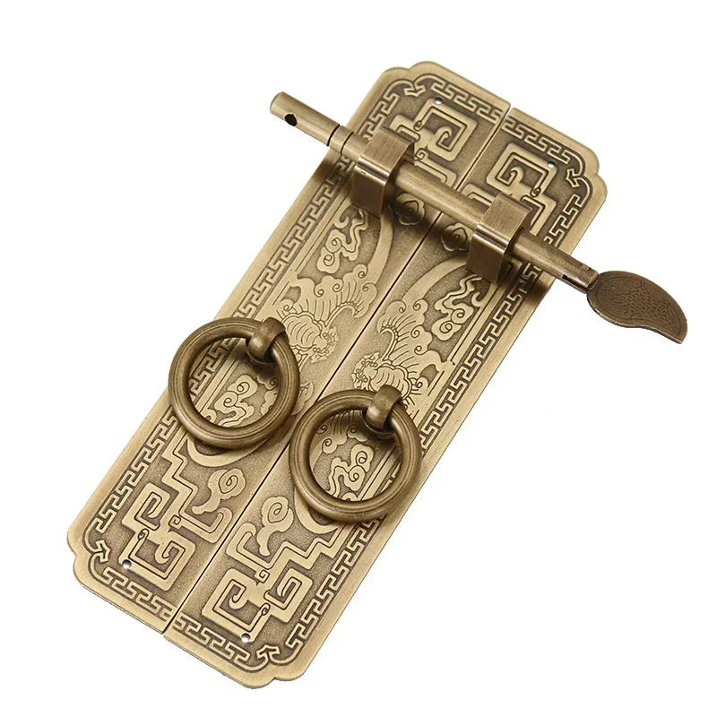 Chinese Antique Bookcase Handle Cabinet Door Wardrobe Cabinet Door Pure Copper Handle Antique Furniture Accessories image 3