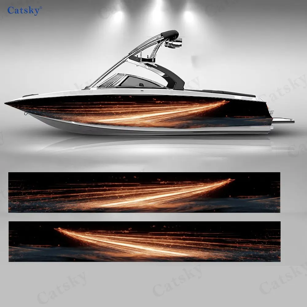 Dark Base Spark Surge Boat Stickers, PVC Waterproof Durable Vinyl Wrap Decals for Fishing Boats, Durable and Stylish Design