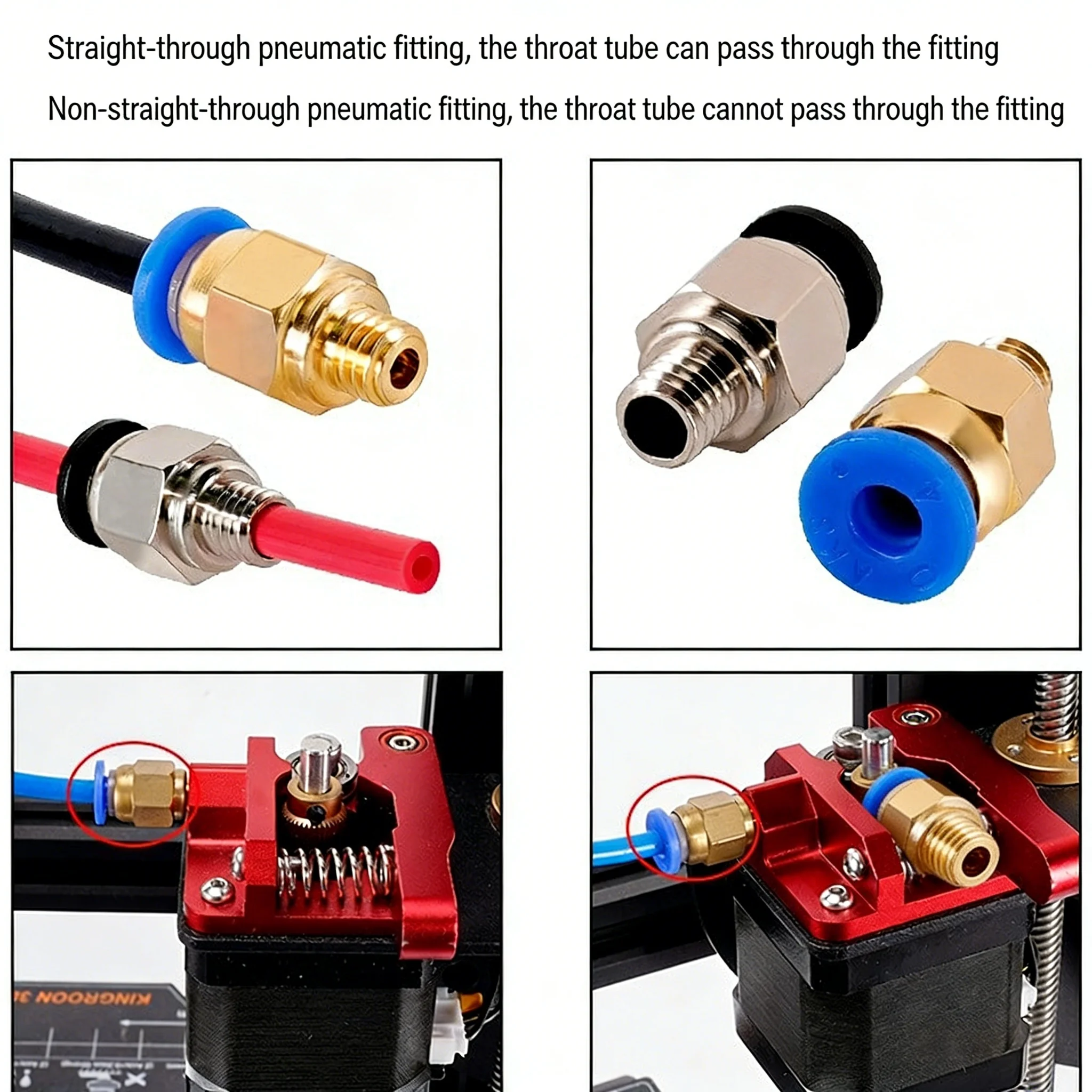 PC4-M6 M5 01 JP4-01 Pneumatic Push In Fittings Self-Locking Quick Connector for 3D Printer Bowden Tube 1.75 2.85mm