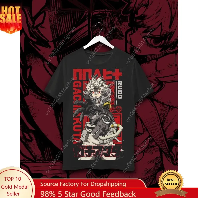 Gachiakuta Rudo Enjin Printed T-shirt Men Women Street Oversized Y2k Tee Japanese Anime Manga Streetwear Female Male Clothing