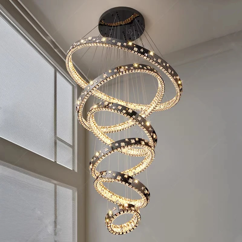 Modern home decoration crystal chandelier, stair Pendant lamp, living room Pendant lights, interior lighting