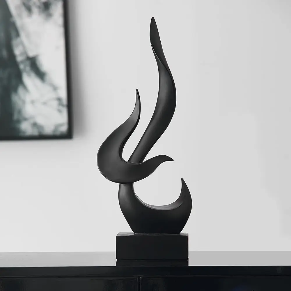 

Bla Flame Abstract Sculpture Resin Art Statue Modern Home Decor For Living Room Tv Stand Office Shelf Accents Minimalist