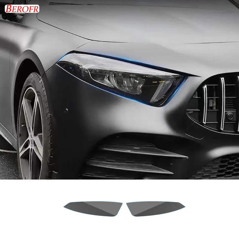 

For Mercedes Benz A Class W177 V177 A180 A200 A220 A250 2019 2020+ Car Headlights TPU Transparent Smoked Black Protector Film