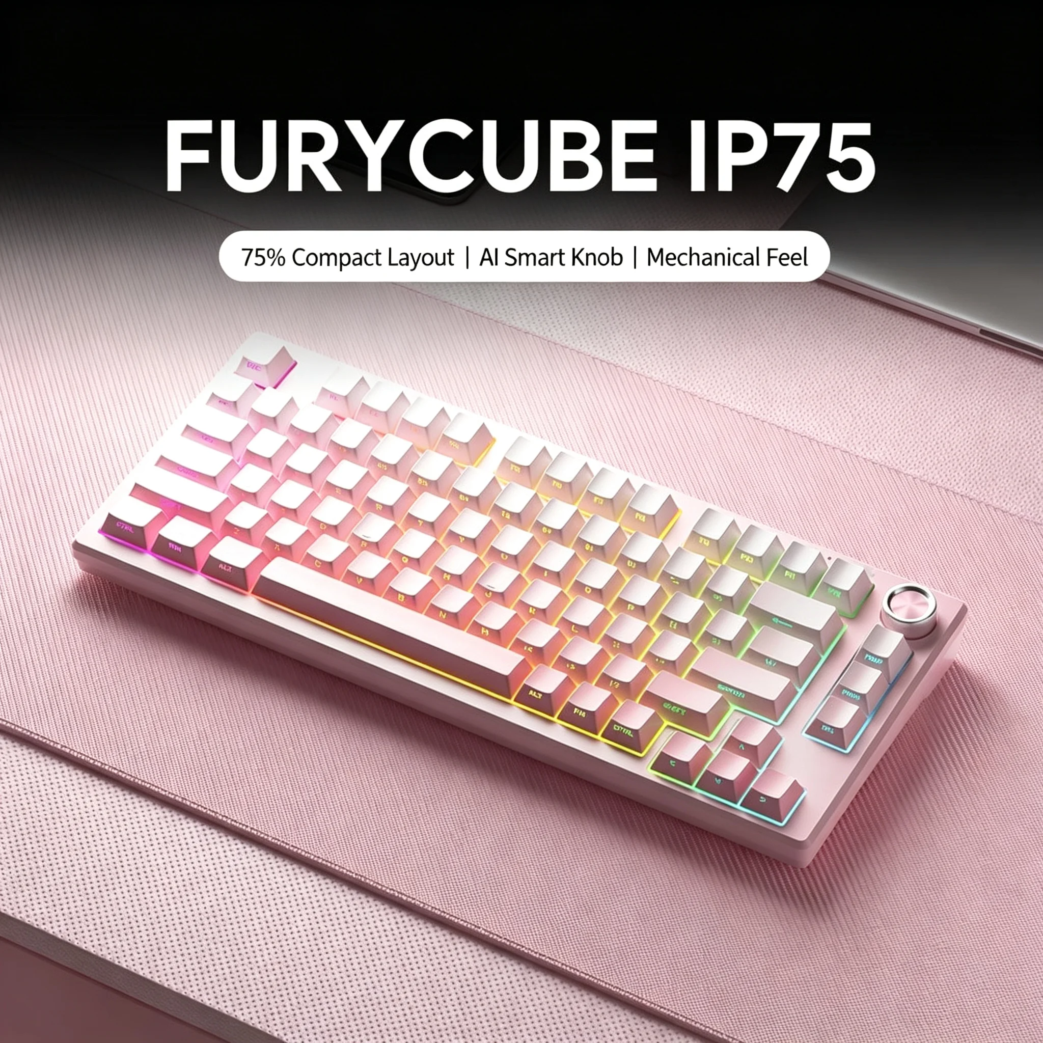 75-Keys RGB Backlit Mechanical Touch Feel Wired Gamer Keyboard Ergonomic Slient Gaming Keyboard For PC Computer Laptop Tablet
