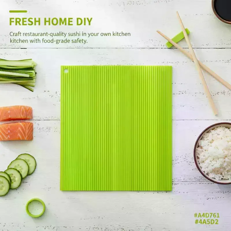 Silicone Hand Roll Sushi Rolling Curtain Bamboo Imitation Japanese Sushi Rolling Tool Easy To Clean No Mildew Sushi Mat Portable