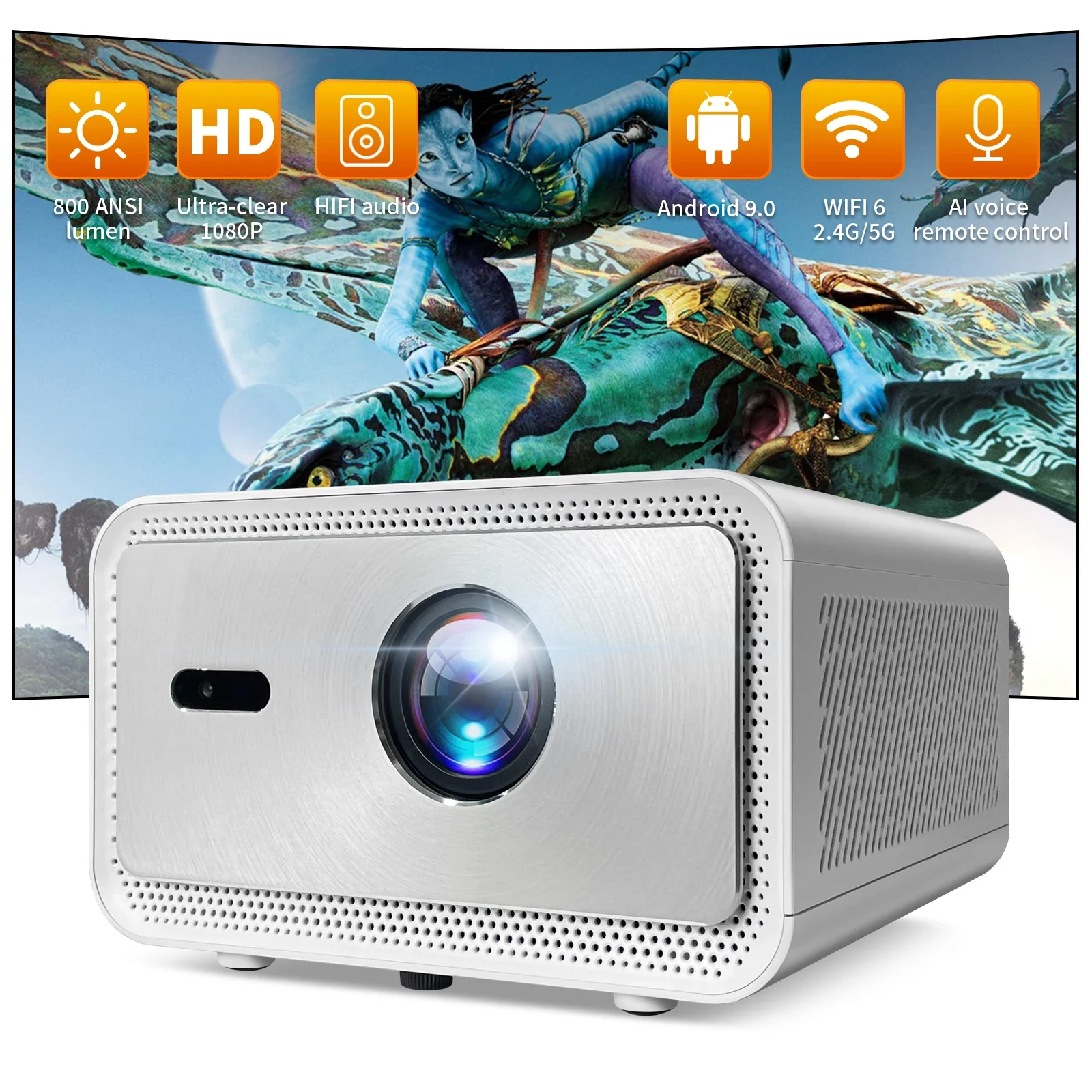 2025 4K Ultra HD Projector with Fully Sealed Optical Engine & Cinema Sound - Home Theater Movie Experience
