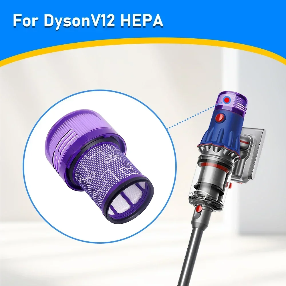 فلتر HEPA لـ Dyson V12 Detect Slim مكنسة كهربائية لاسلكية بديلة ملحقات الفلتر قطع غيار الغبار القابلة للغسل