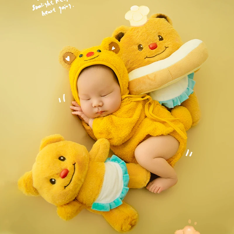 Simpatico orso Kawaii bambola vestiti per fotografia neonato costumi per bambini libro di pane puntelli orso giocattoli di peluche servizio fotografico per neonati creativi
