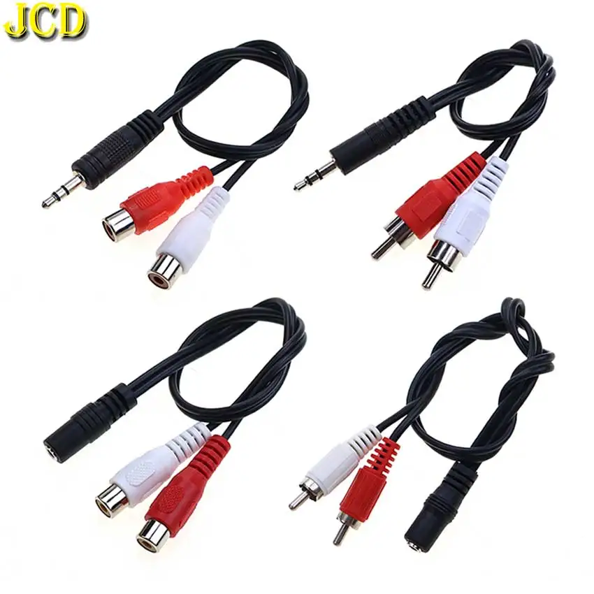 JCD 3.5mm Jack Male Female to 2 RCA Stereo Audio Cable Converter Adapter Cord Phone Computer Speaker TV AV Connection Line