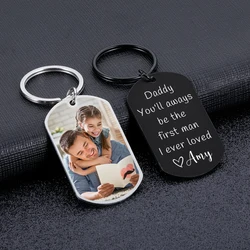 Personalized Custom Photo Name Daddy Keyring Car Key Accessories for New Father Grandpa Stepfather Birthday Father's Day Gift