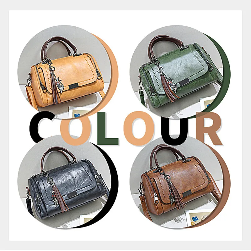 Large Capacity Shoulder Bags For Women Tassel Decor Handbag 2023 New Fashion Trend  Ladies Retro PU Leather Crossbody Bag Purse