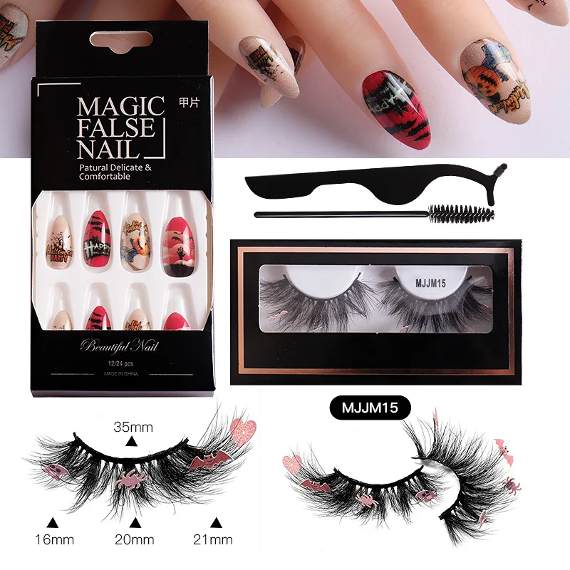 halloween nail art mink lashes fake nails eyelash extension fake eyelashes makeup for women makeup accessories draculaura nails