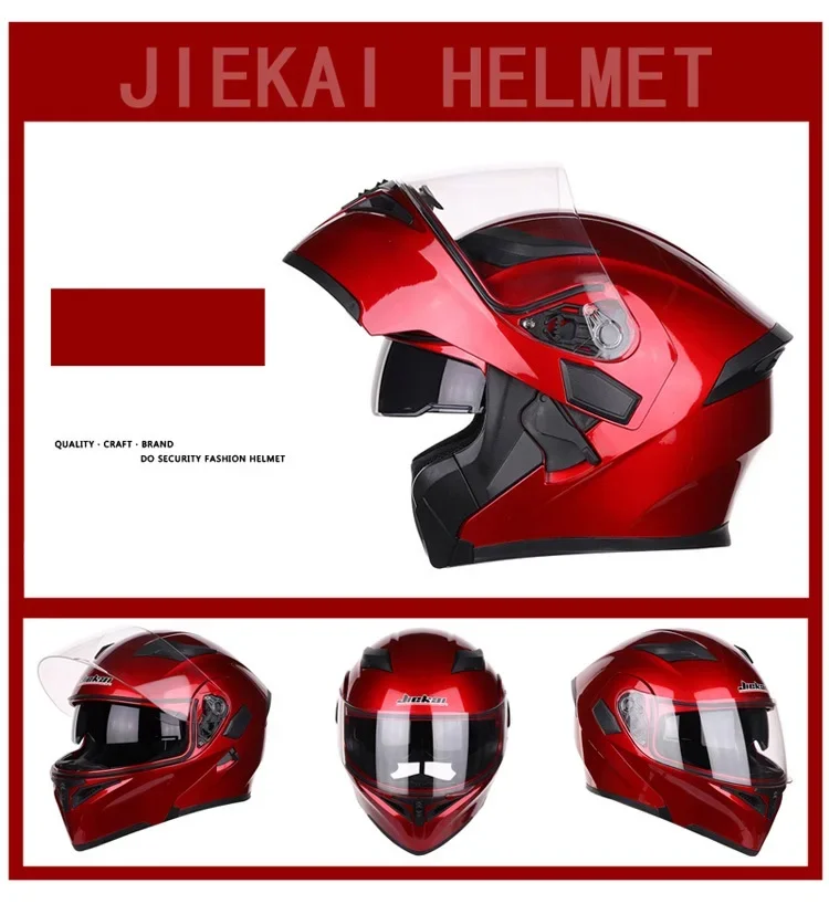 OEM flip up helmet motorcycle Anti-fog double lens uncovered men's   