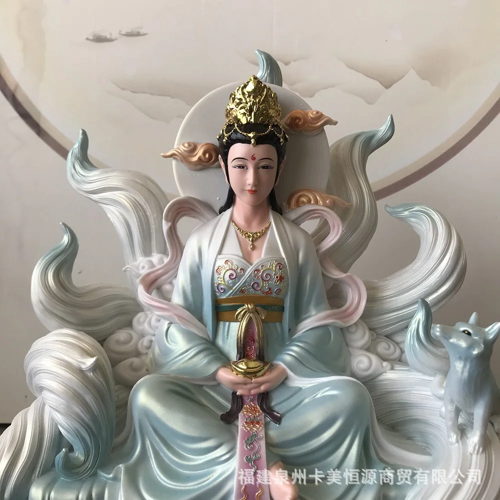 DSA painted wide-body nine-tailed fox statue home living room, dedicated to nine girls, female fox statue, desktop Buddha