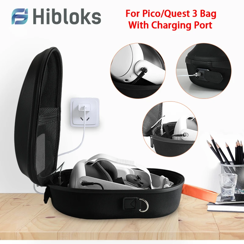 

Hibloks VR Storage Bag for Oculus Quest 3 / Pico 4 Pro Accessories Travel Carrying Case VR Hard Storage Portable Bag for Pico 4