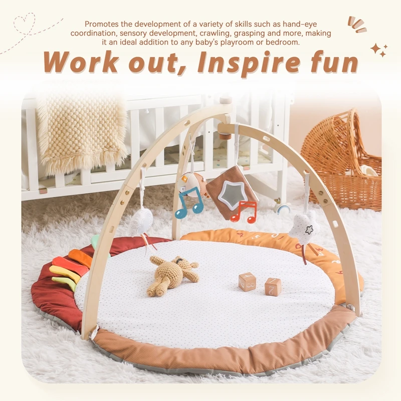 Sperrholz Dreieck spielen Fitness studio Baumwolle Anhänger Set mobile hängende sensorische Spielzeuge dreieckige Aktivität Fitness studio Baby zimmer Halterung Spielzeug Geschenke