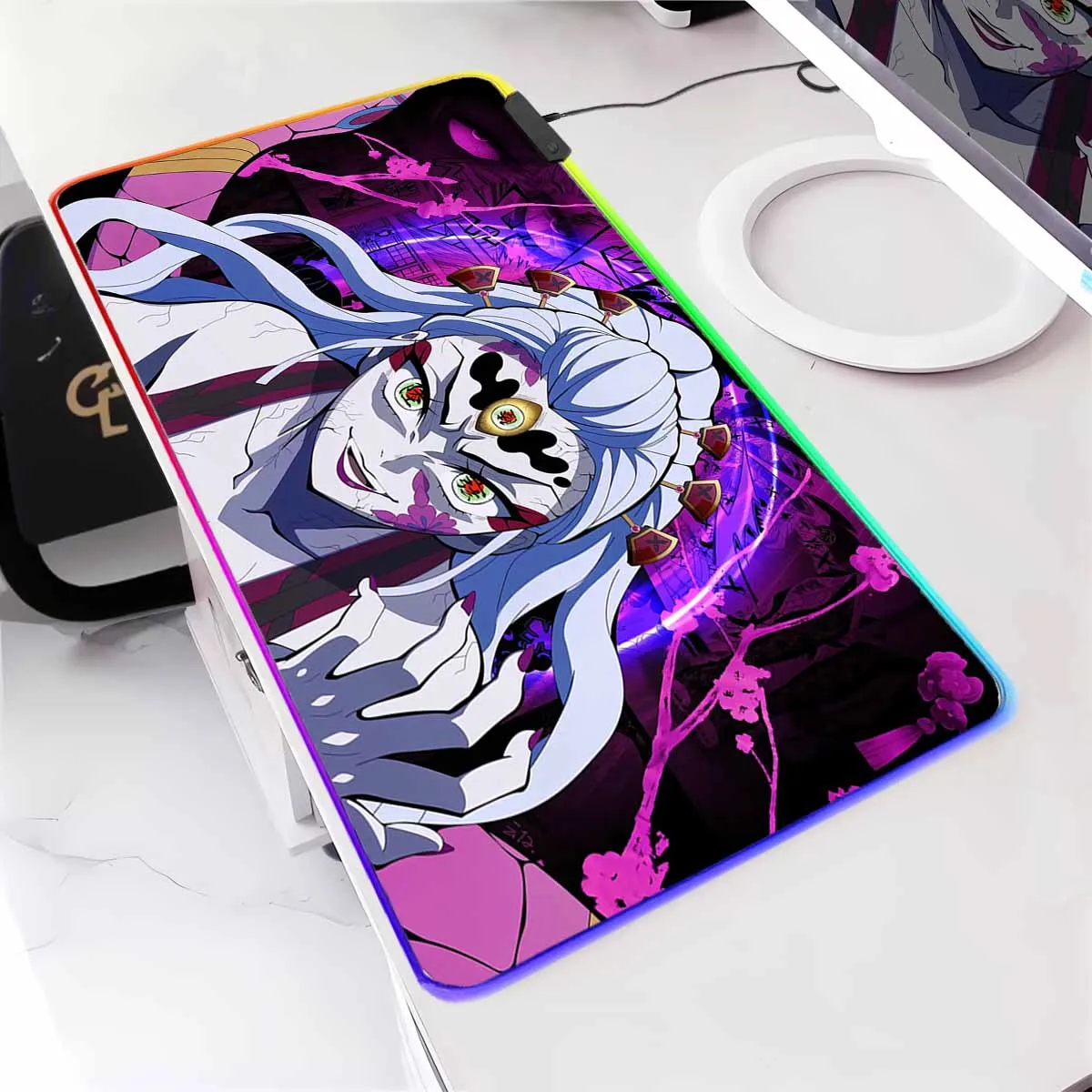 

Коврик для мыши в стиле аниме D_Demon S_Slayer с RGB-подсветкой, милый коврик для мыши в стиле аниме Grils Lager Gamer Cabinet Overwatch, нескользящий коврик для клавиатуры