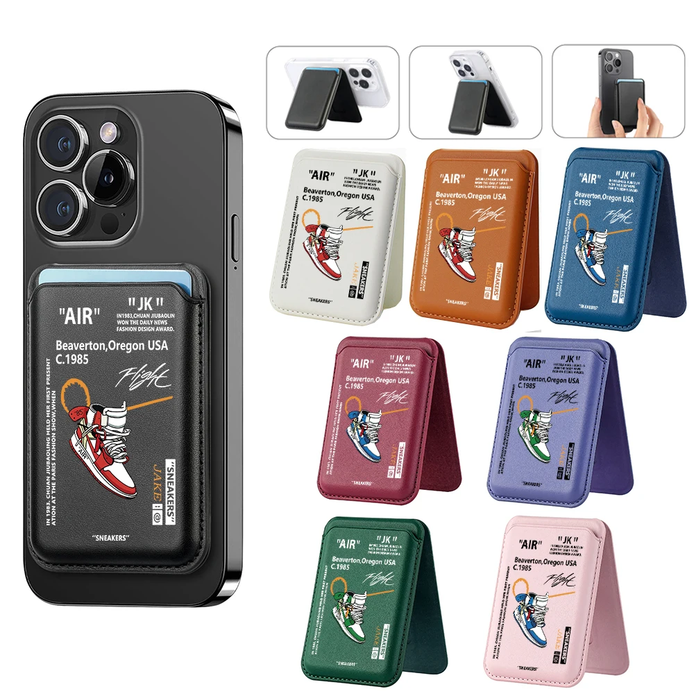 Aggiornamento magnetico 85 scarpe da ginnastica custodia a portafoglio in pelle PU per MagSafe iPhone13 14 15 16 AIR scarpe sportive etichetta porta carte di credito