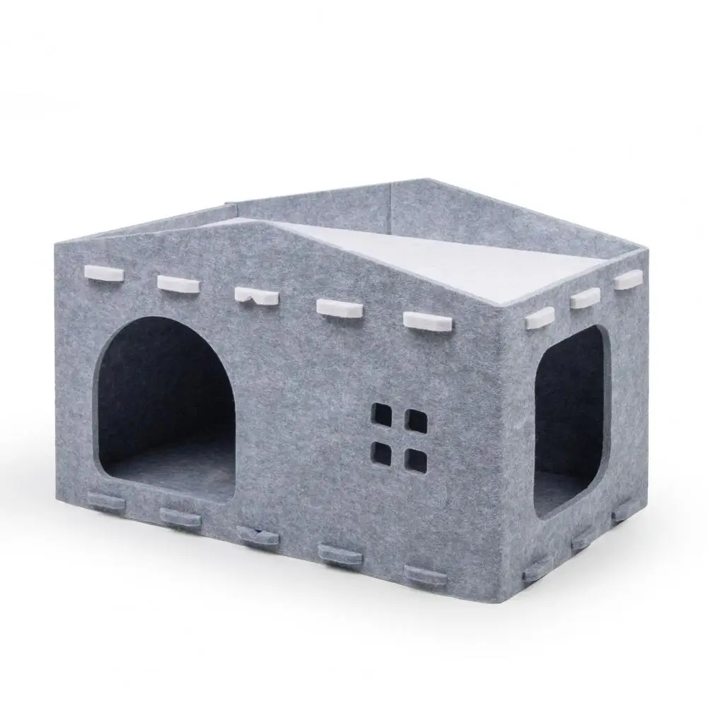 Cat House Bed Cave Nest Pet House Felt Cat Play Rest Space Pet Condo Hideaway Cube 2-in-1 Scratching Board Cat Beds