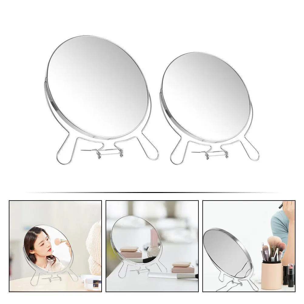 

2Pcs Dual-Sided Makeup Mirror Desktop Premium Rotatable Mirror for Women Chic Dresser Tabletop Vanity Decor