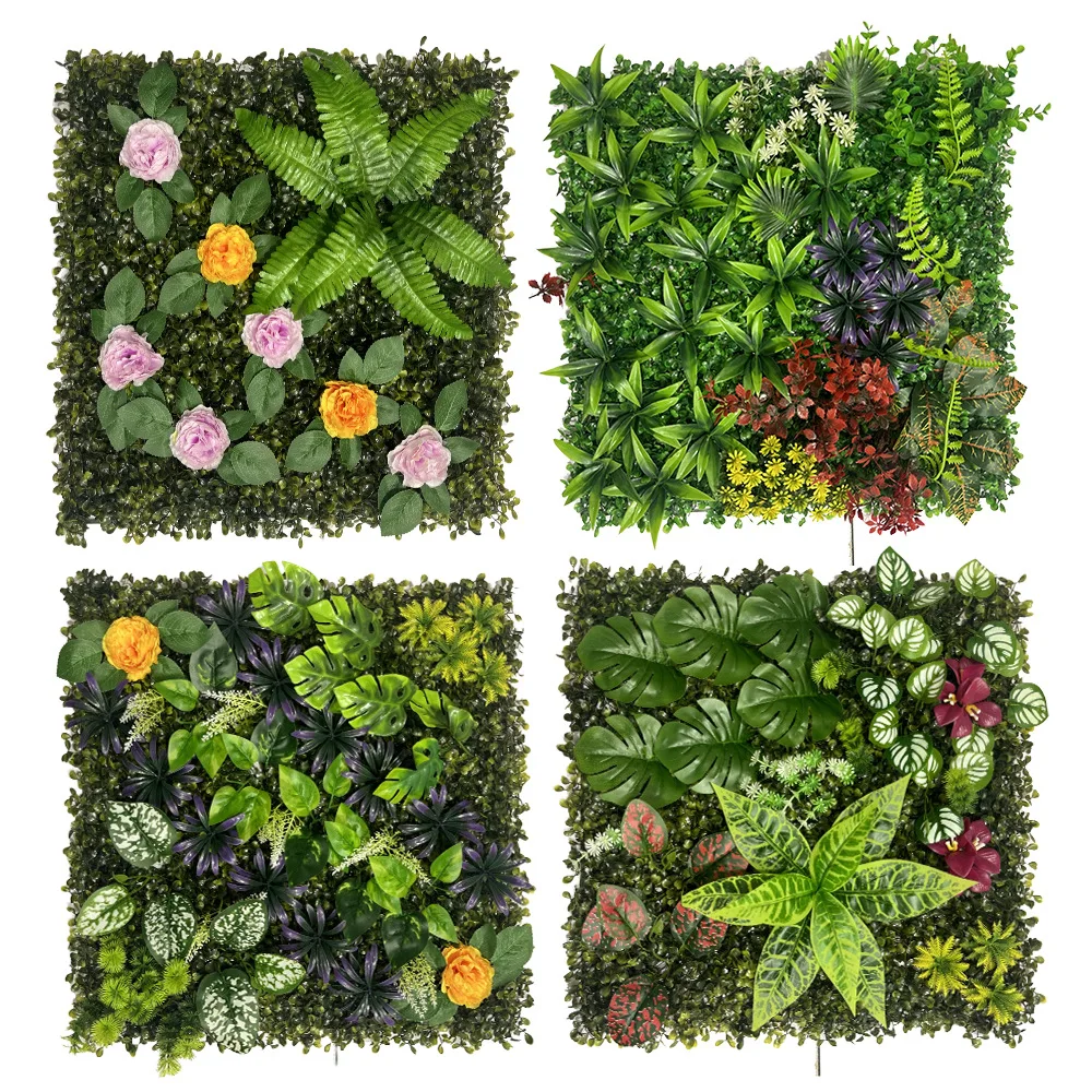 

Artificial plant wall green plant flower decoration background plastic lawn outdoor manufacturers wholesale turf Milan grass