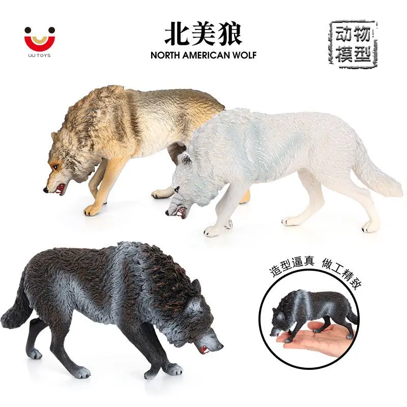 Children's cognitive simulation canine model wolf North American wolf plastic solid wildlife toy figure ornament