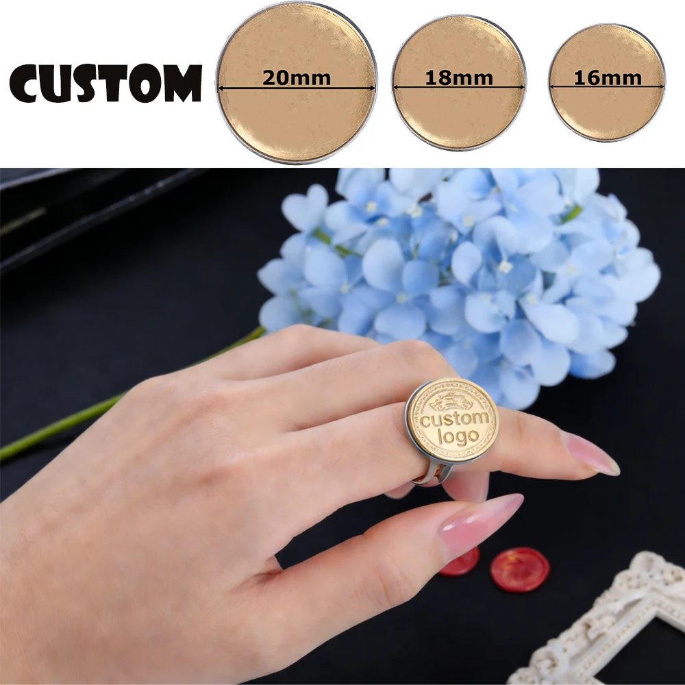 Custom Signet Ring Personalized Logo Wax Seal Stamp Wax Stamp Ring for DIY Wedding Party Handmade Valentine's Day Lover Gift