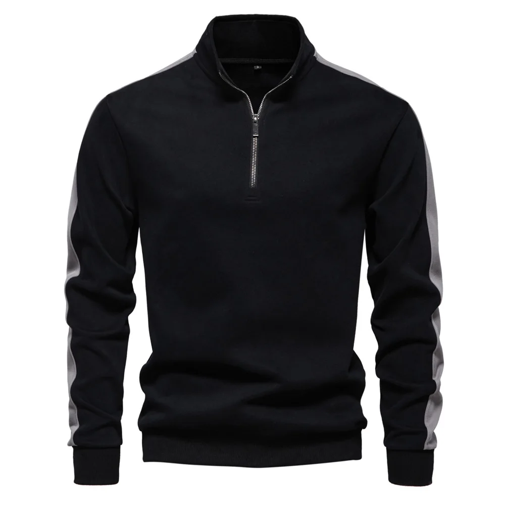 Men's Long-sleeved Stand-collar Sweatshirt Foreign Trade Splicing Men's Sports Sweatshirt Casual Versatile Jacket