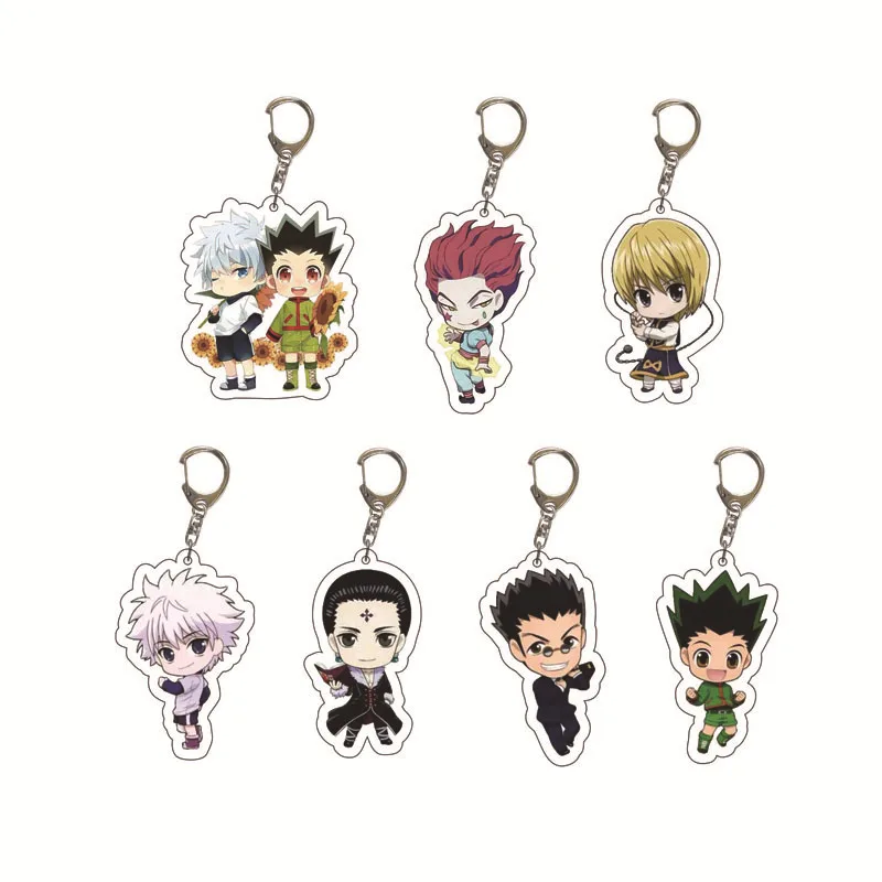 6-20pcs Women Men Keychain Cartoon Figures Killua Zoldyck Kurapika Acrylic Pendant Key Chain Jewelry Cosplay Accessories Gifts