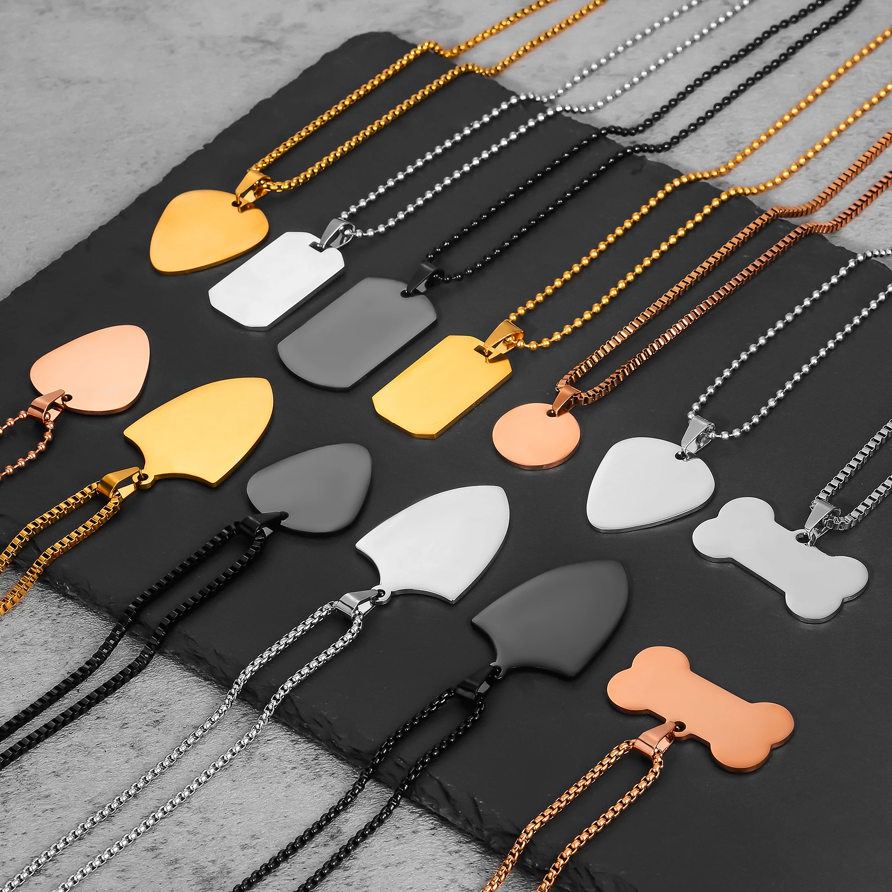 Hohe Qualität Edelstahl Hip-Hop-Erkennungsmarke Halskette Geometrische Militär ID Tag Einfache Anhänger Schmuck für Männer Geschenk Dropshipping