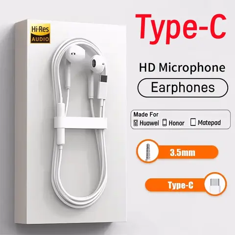 Original Headphones For Xiaomi Mi 15 14 13 Redmi K70 K60 K40 Note 12 11 Pro Huawei Mate Samsung S23 Type C 3.5mm Wired Earphones