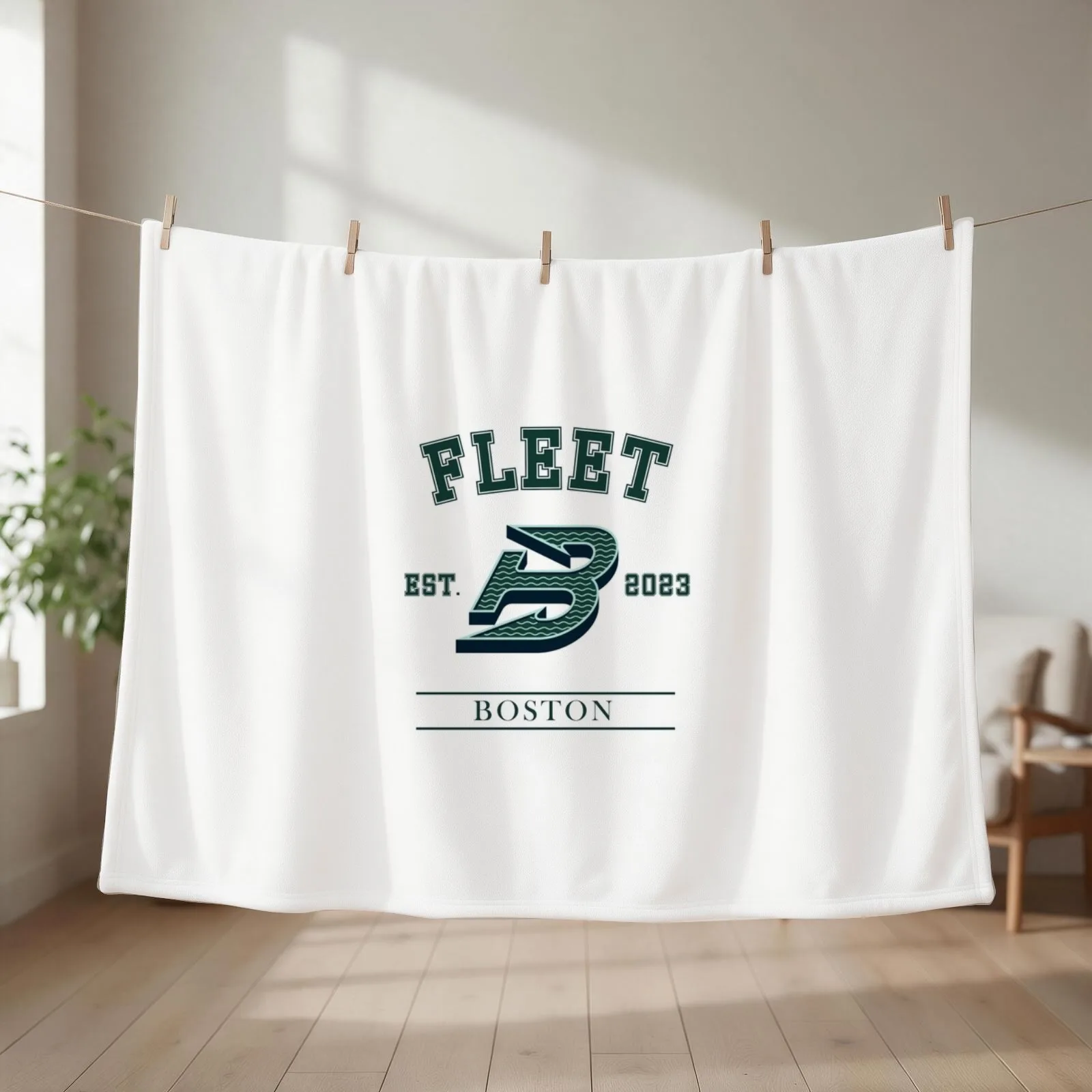 Boston Fleet PWHL Vintage Logo Throw Blanket couch cozy soft plush fuzzy picnic outdoor blanket