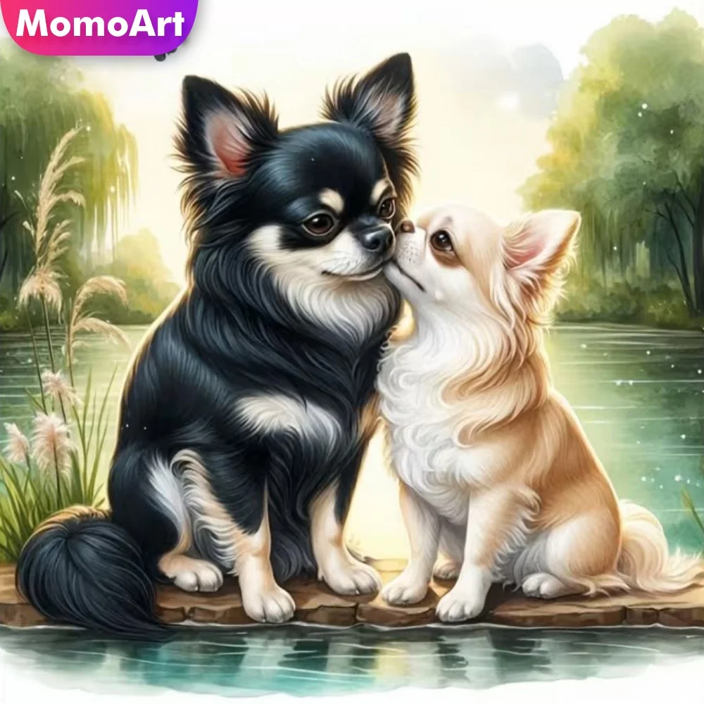 Momoart New Arrival Diamond Painting Dog Animal Cross Stitch Kits DIY Diamond Mosaic Suitable for Beginners Child Gift Wall Art
