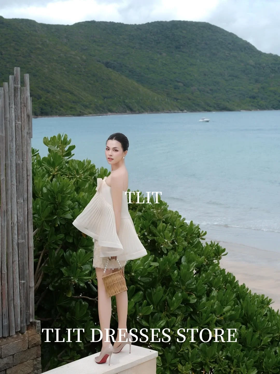 TLIT Fee Zijde Organza Tweedelige Avondjurken Strapless 3D Strik Cocktailjurken Lovertjes Korte Jurk Aangepaste Formele Partij