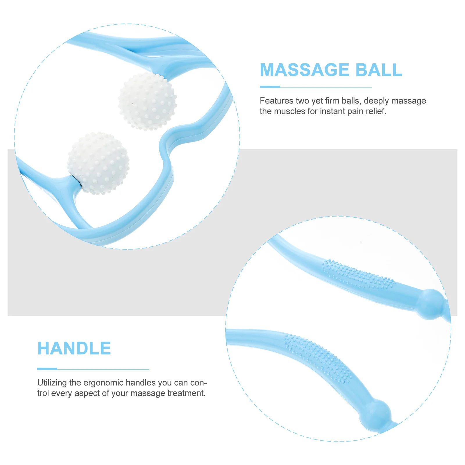 

Массажер для шеи, небесно-голубые шарики с двойным фиксатором для облегчения боли в шее, плечах и спине, портативный ручной массажный инструмент для мышц