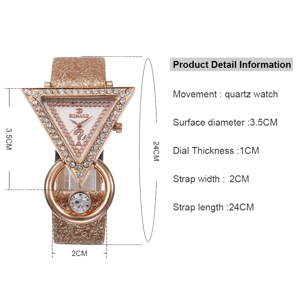 Relojes creativos de lujo para Mujer, esfera triangular con diamantes de imitación, correa esmerilada, reloj de pulsera de cuarzo a la moda, 2024